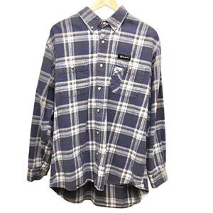 Kubota 2XL Flannel Men’s Long Sleeve Shirt Blue Plaid Button Front Pockets